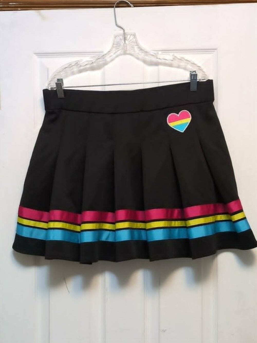 Bodyrage Black Rainbow Pleated Miniskirt Sz 1x Spencers Heart Feminine Goth Girl